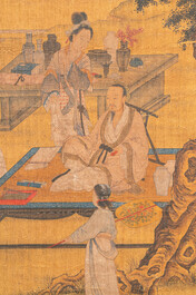 Ecole chinoise: 'Rassemblement musical &eacute;l&eacute;gant', encre et couleurs sur soie, probablement Ming