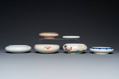 Six Chinese porcelain brush washers, 19/20th C.