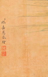 Miao Jiahui 繆嘉慧 (1831-1901): Quatre rouleaux aux oiseaux et fleurs, encre et couleurs sur soie