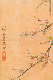 Miao Jiahui 繆嘉慧 (1831-1901): Quatre rouleaux aux oiseaux et fleurs, encre et couleurs sur soie