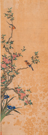 Miao Jiahui 繆嘉慧 (1831-1901): Four scrolls with birds among flowers, ink and colour on silk