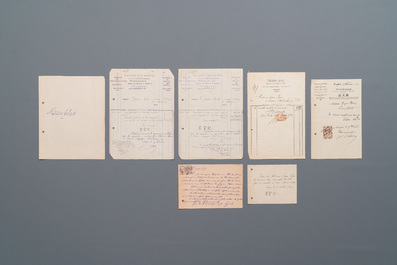 An extensive collection of invoices for works of art from Saigon and Hong Kong, early 20th C.