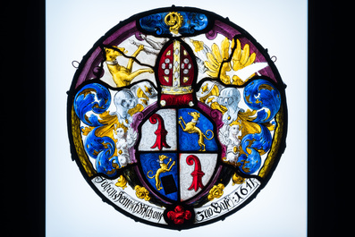 Four painted armorial subject glass-in-lead windows, Switzerland, 19th C.