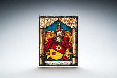 Four painted armorial subject glass-in-lead windows, Switzerland, 19th C.