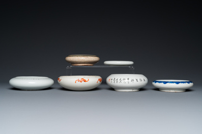 Six Chinese porcelain brush washers, 19/20th C.