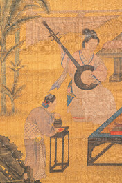 Ecole chinoise: 'Rassemblement musical &eacute;l&eacute;gant', encre et couleurs sur soie, probablement Ming