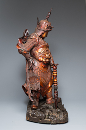 A very large Chinese gilt-lacquered wood figure of Weituo, 17th C.
