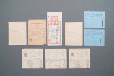 Een uitgebreide collectie facturen voor kunstvoorwerpen uit vnl. Saigon en Hong Kong, begin 20e eeuw