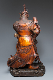 A very large Chinese gilt-lacquered wood figure of Weituo, 17th C.