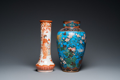 A collection of Japanese Satsuma and Kutani wares and a cloisonn&eacute; vase, Meiji, 19th C.