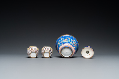 Seven Chinese Canton enamel wares, 18/19th C.