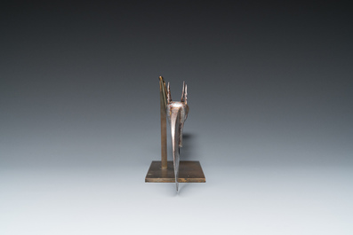 A steel Mughal-style antelope-shaped axe, India, 18/19th C.