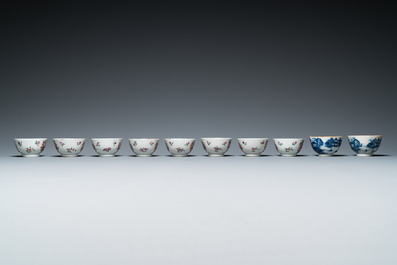 Belle collection de porcelaines de Chine, la majorit&eacute; en bleu et blanc et famille rose, Kangxi et post&eacute;rieur