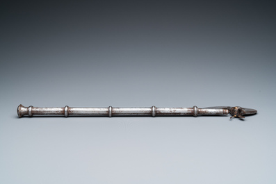 A steel Mughal-style antelope-shaped axe, India, 18/19th C.