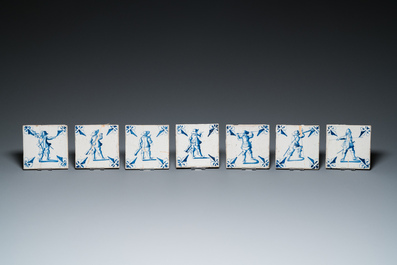 39 various Duch Delft blue and white tiles, 17th C. and later
