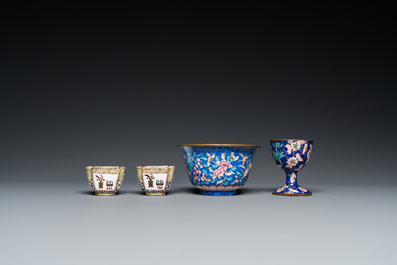 Seven Chinese Canton enamel wares, 18/19th C.