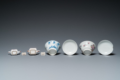 An extensive collection of mostly blue and white and famille rose Chinese porcelain, Kangxi and later