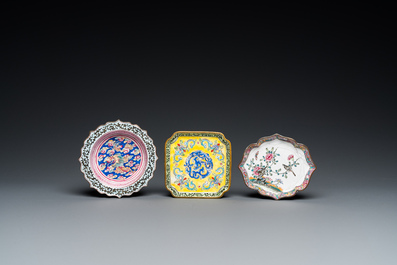 Seven Chinese Canton enamel wares, 18/19th C.