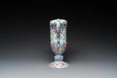 A Chinese Canton enamel shell-shaped basin and a helmet-shaped ewer, Qianlong