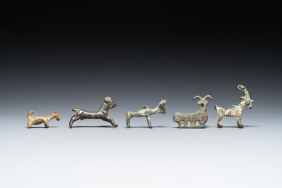 Cinq animaux en bronze, Chine, culture Ordos, Zhou de l'Est