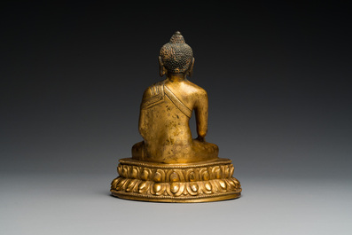 Bouddha en bronze dor&eacute;, Sino-Tibet, 18&egrave;me
