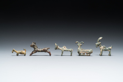 Five Chinese bronze animals, Ordos culture, Eastern Zhou