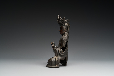 Bouddha de M&eacute;decine ou Bhaishajyaguru en bronze dor&eacute; et laqu&eacute;, Sino-Tibet, Ming