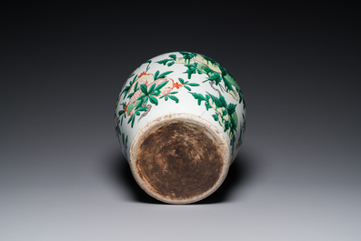 A Chinese wucai 'Three abundances' or 'Sanduo' vase, Transitional period