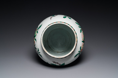 A Chinese wucai 'Three abundances' or 'Sanduo' vase, Transitional period