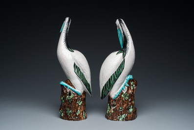 A pair of large Chinese white cranes, Qing