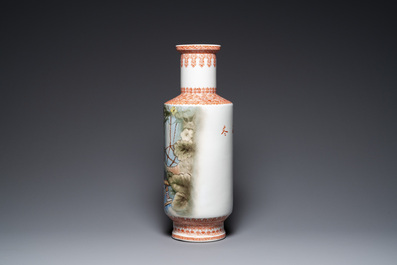 Two Chinese vases with Cultural Revolution design, signed Zhang Jian 章鑒 and dated 1968 and 1969