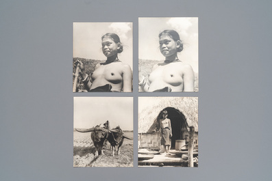 15 grote zwart-witfoto's met inheemse personen en zichten, Vietnam, ca. 1900