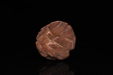 Luohan souriant en bois de bambou sculpt&eacute;, Chine, 18&egrave;me