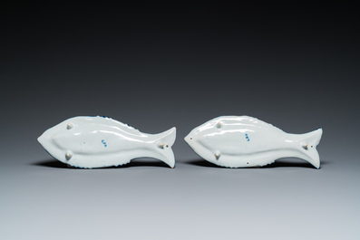 A pair of Dutch Delft blue and white herring dishes, 18th C.