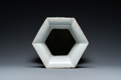 A Chinese hexagonal qianjiang cai 'hu' vase, signed Yi Long 義隆 and dated 1900