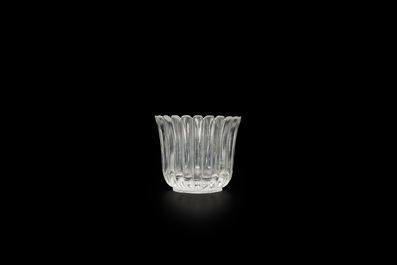 A Chinese transparent Beijing glass 'chrysanthemum' cup, probably Yongzheng