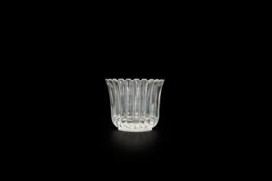 A Chinese transparent Beijing glass 'chrysanthemum' cup, probably Yongzheng