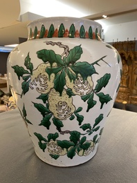 A Chinese wucai 'Three abundances' or 'Sanduo' vase, Transitional period