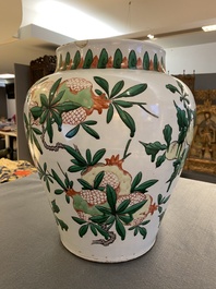 A Chinese wucai 'Three abundances' or 'Sanduo' vase, Transitional period
