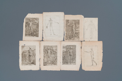 Huit gravures aux sujets anatomiques et quatre autres gravures, 16/18&egrave;me