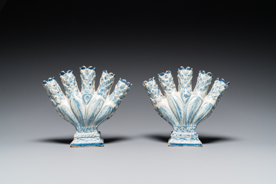 A pair of blue and white tulip vases, Germany, late 18th C.