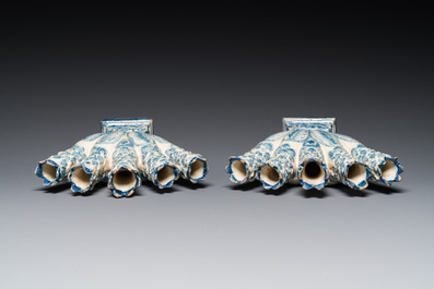 A pair of blue and white tulip vases, Germany, late 18th C.