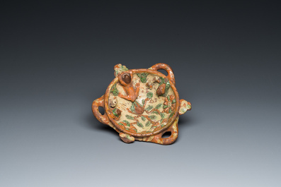 A slip-decorated three-handled earthenware bowl, probably Germany, 16/17th C.