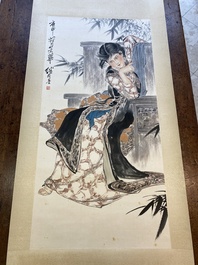 Liu Jilu 劉繼卣 (1918-1983): 'Portrait d'une beaut&eacute;', encre et couleurs sur papier