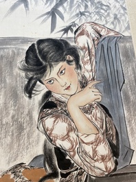 Liu Jilu 劉繼卣 (1918-1983): 'Portrait d'une beaut&eacute;', encre et couleurs sur papier