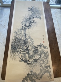 Hua Ao (Chine, 19&egrave;me): 'Branche de sapin', encre sur papier, 2&egrave;me moiti&eacute; du 19&egrave;me