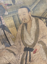 Ecole chinoise: 'Rassemblement musical &eacute;l&eacute;gant', encre et couleurs sur soie, probablement Ming