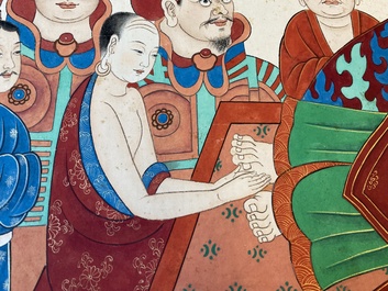 Navolger van Zhang Daqian 張大千 (1898-1983): 'Nirvana', inkt en kleur op papier