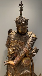 A very large Chinese gilt-lacquered wood figure of Weituo, 17th C.