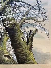 Tao Lengyue 陶冷月 (1895-1985): 'Plum tree under the moonlight night', ink and colour on paper